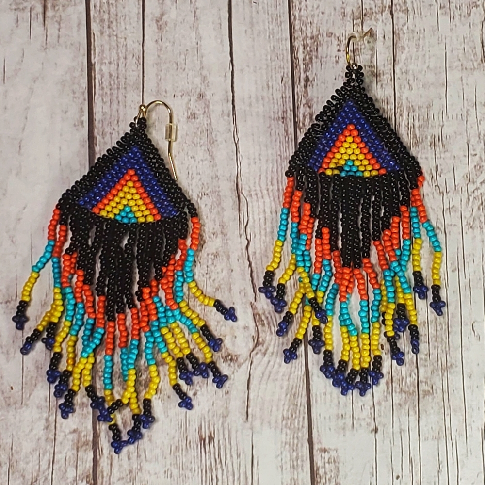 Native design seed bead earrings